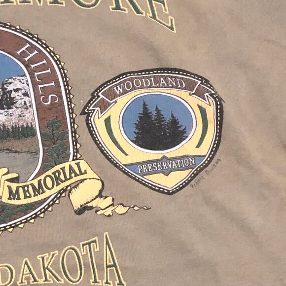 Vintage Mt. Rushmore S.D. Graphic Crew Neck T-Shirt w/Mixed Fabrics 1990s SZ L - Picture 5 of 11